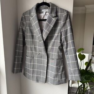 H&M Grey Plaid Blazer